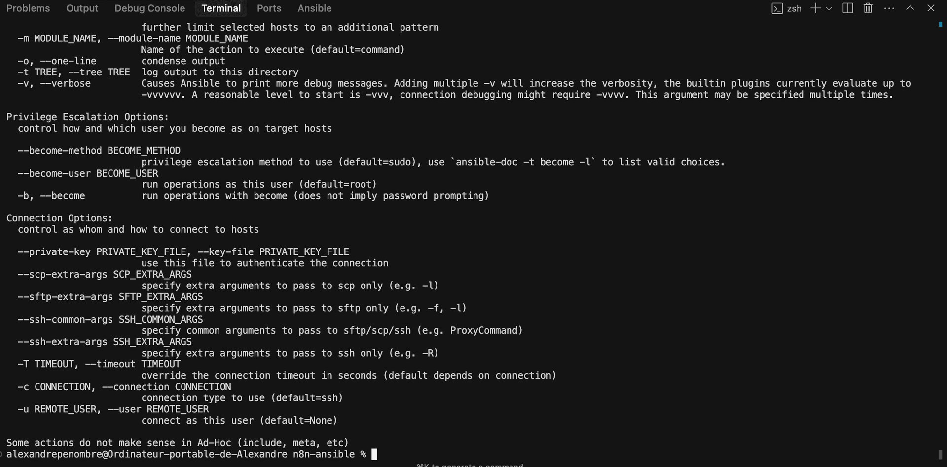 Installation Ansible terminée